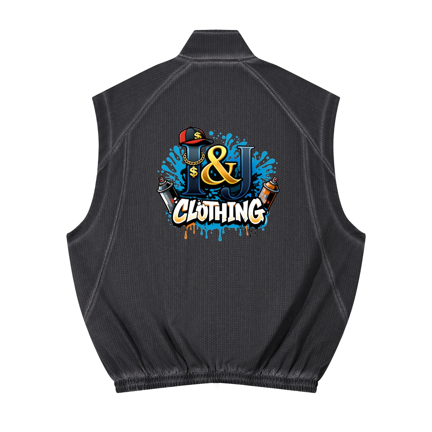 I&J Unisex Vintage Wash Mesh Full-Zip Vest - Image 2
