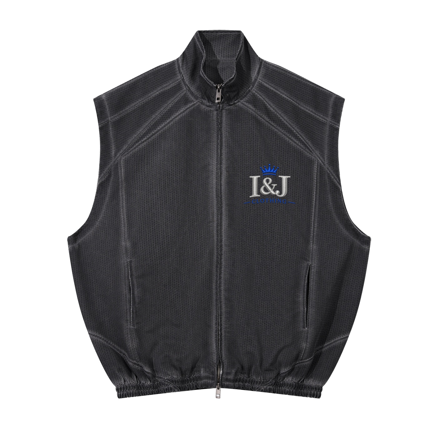 I&J Unisex Vintage Wash Mesh Full-Zip Vest