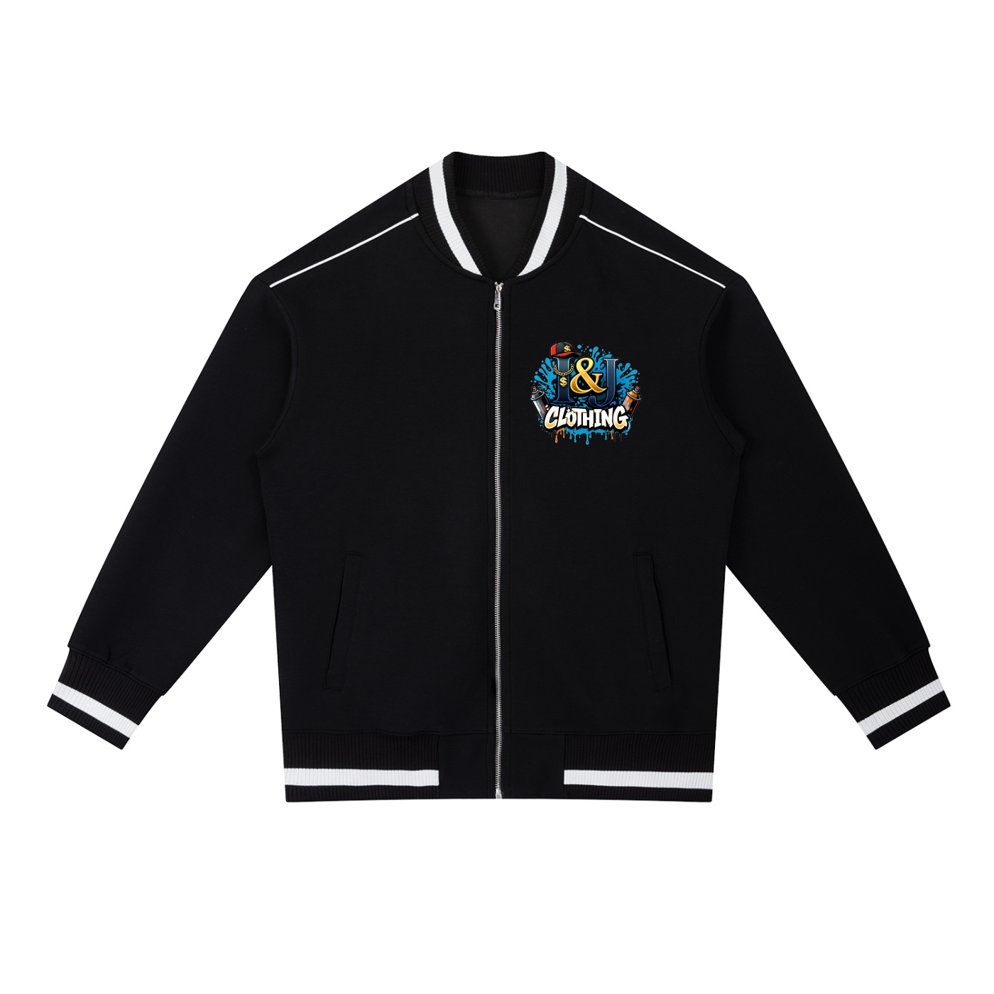 I&J Contrast Piping Zip Bomber Jacket - Image 3