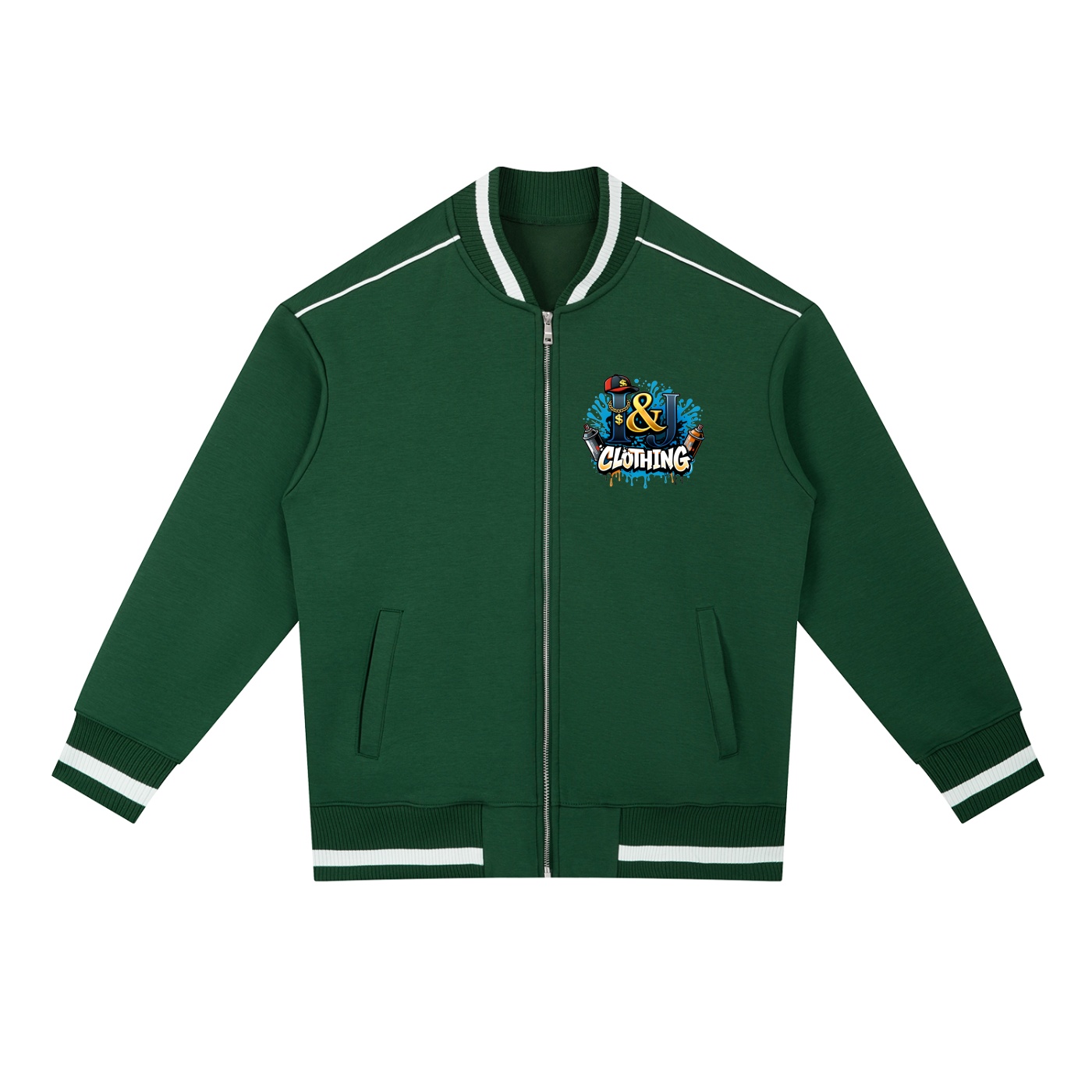 I&J Contrast Piping Zip Bomber Jacket - Image 9