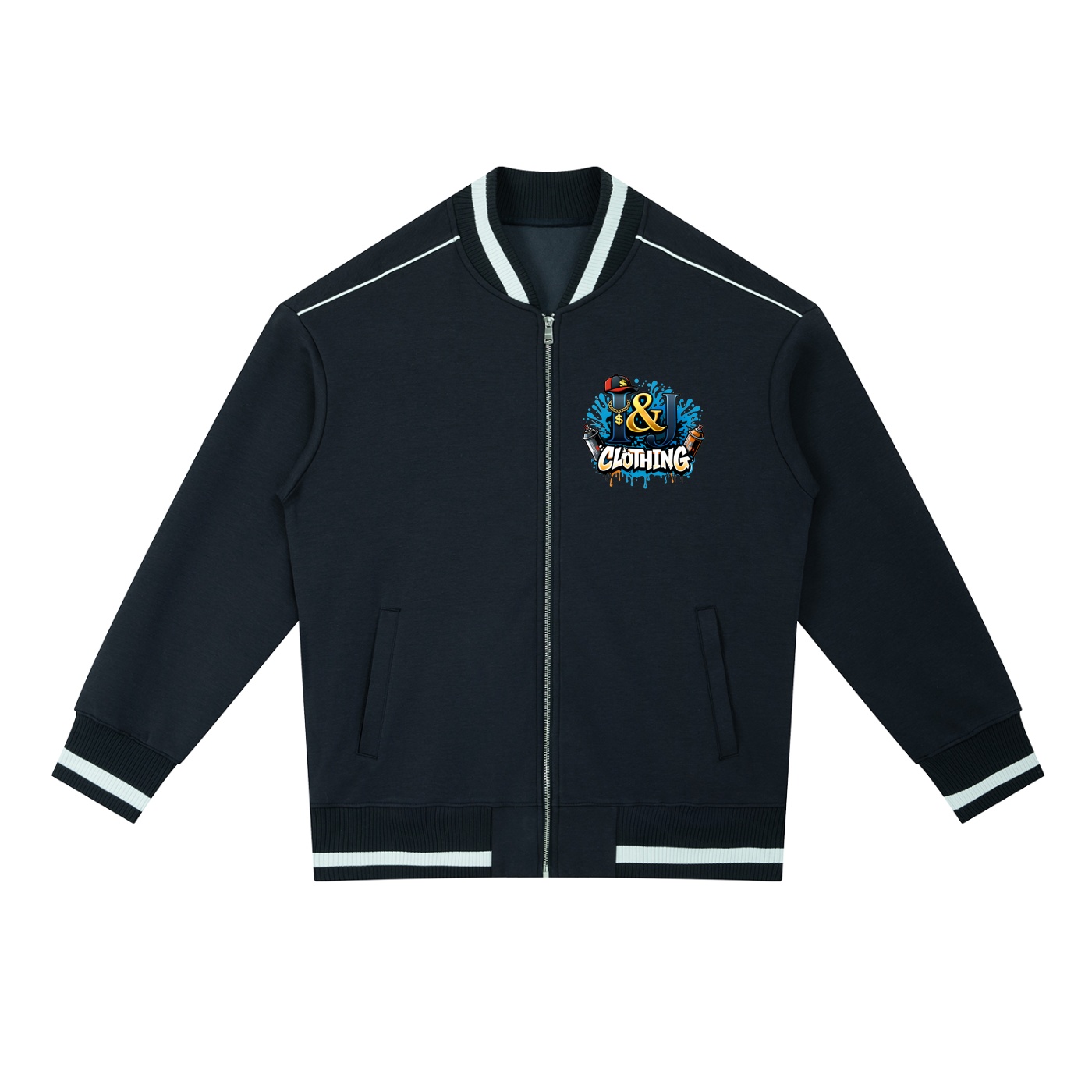 I&J Contrast Piping Zip Bomber Jacket - Image 13